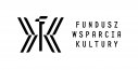 Logotyp Funduszu Wsparcia Kultury, na białym tle litery i grafika w kolorze czarnym